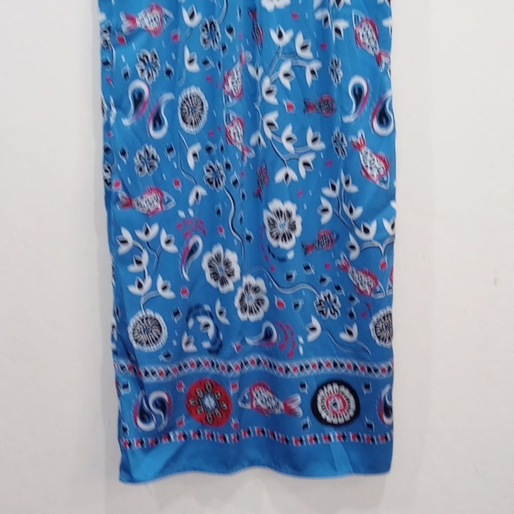 Rachel Zoe Blue Satin Bandana Scarf Print Faux Wrap Skirt, Size XS - Picture 7 of 9